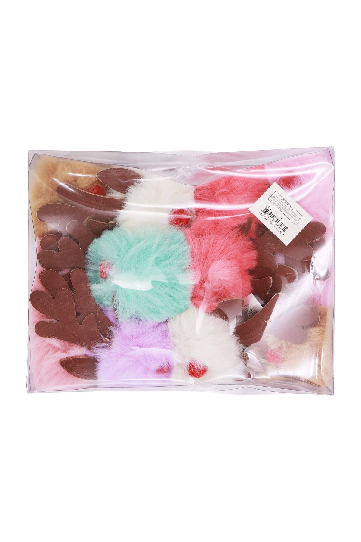 Christmas Reindeer Nose Fuzzy Pom Pom Key Chain