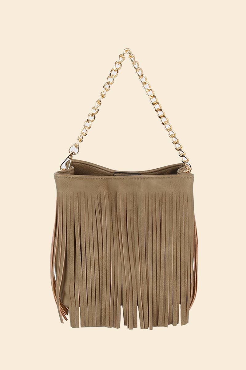 Fringe Bucket Shoulder Bag