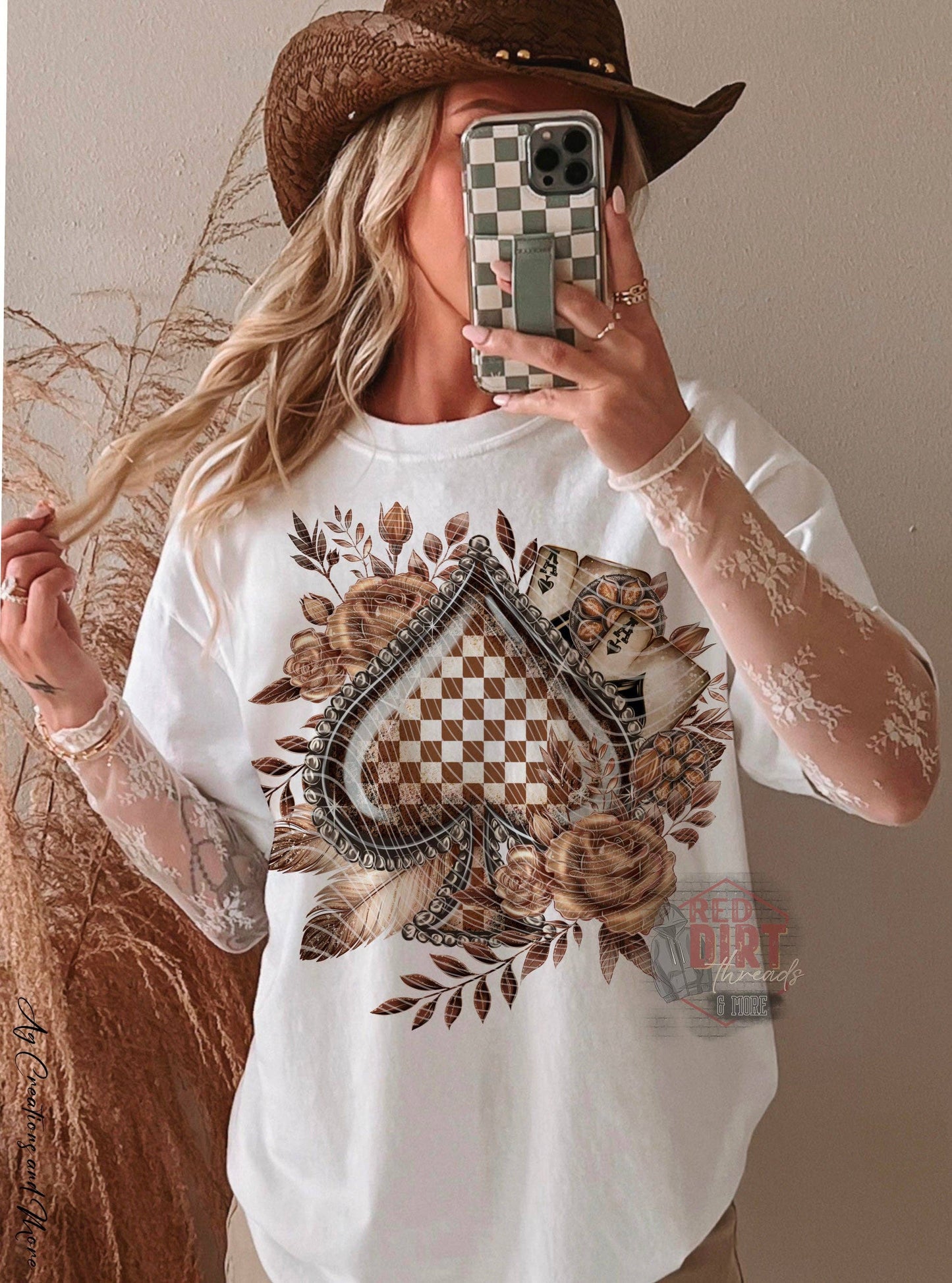 Checker Spades DTF Transfer | Trendy Western DTF Transfer | Ready to Press | High Quality DTF Transfers | Fast Shipping