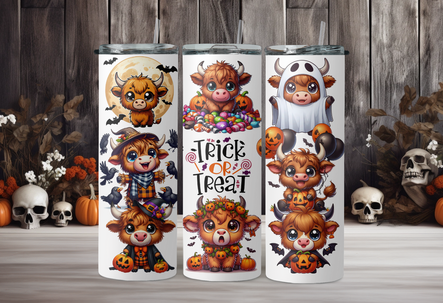 Trick or Treat Cow Collage Tumbler