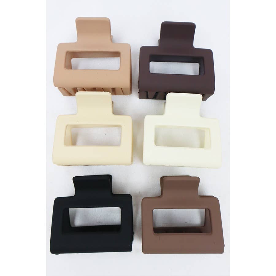 Neutral Tone Matte Color Rectangle Medium Hair Clip