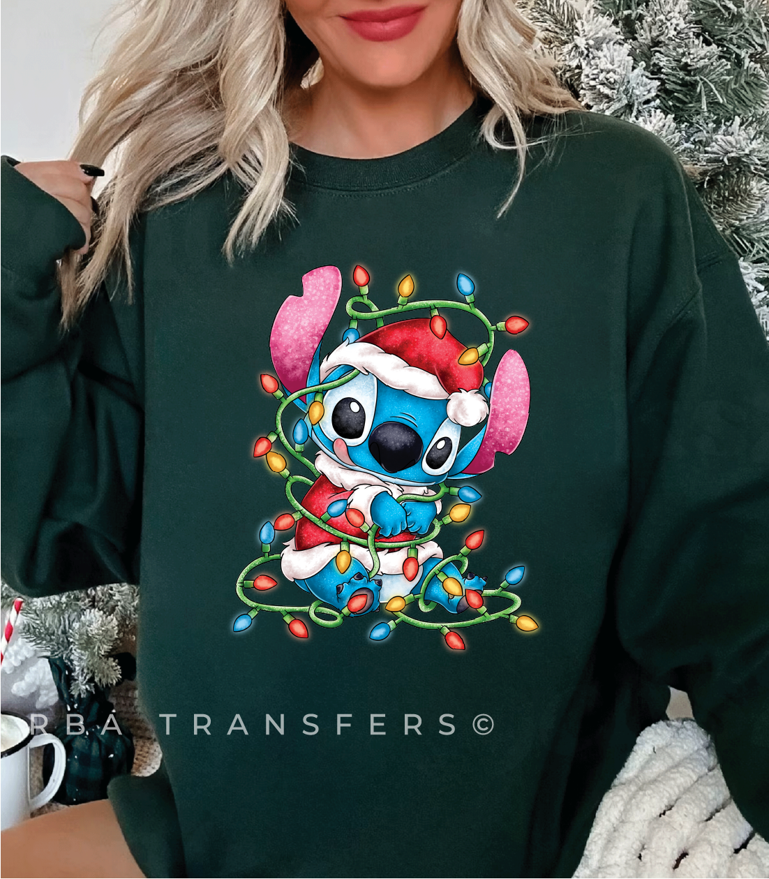 Stitch Christmas Lights Full Colour Transfer