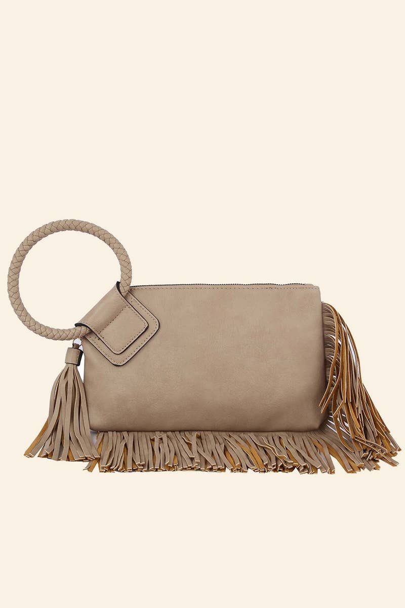 Fringe Cuff Clutch Tassel Wristlet Clutch Bag