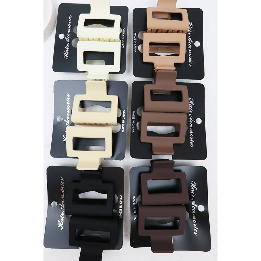 Neutral Tone Matte Color Rectangle Medium Hair Clip