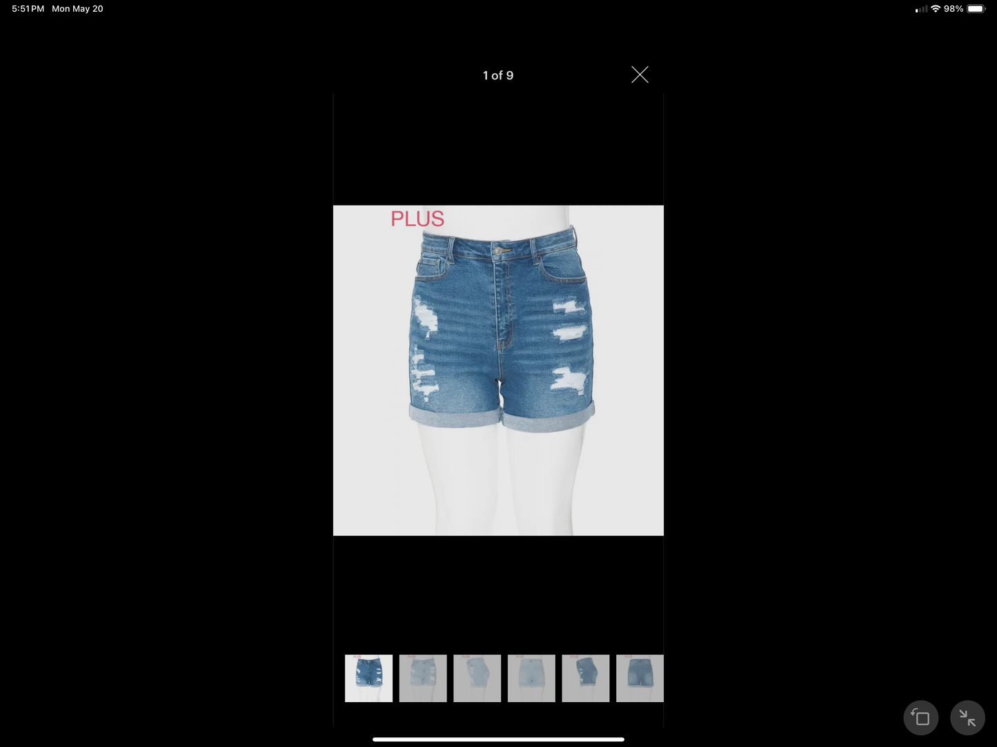 Wax jean denim shorts plus size