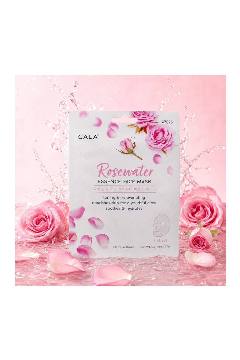 CALA 67095 Rosewater Hydrating Facial Mask Sheet - 12pcs