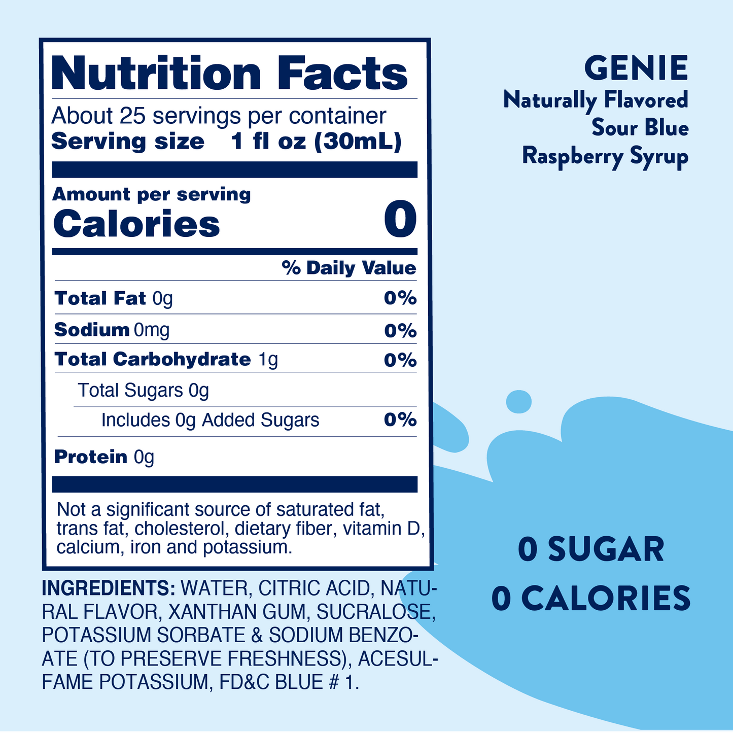 Sugar Free Genie™ Syrup - Sugar Free Sour Blue Raspberry Syrup