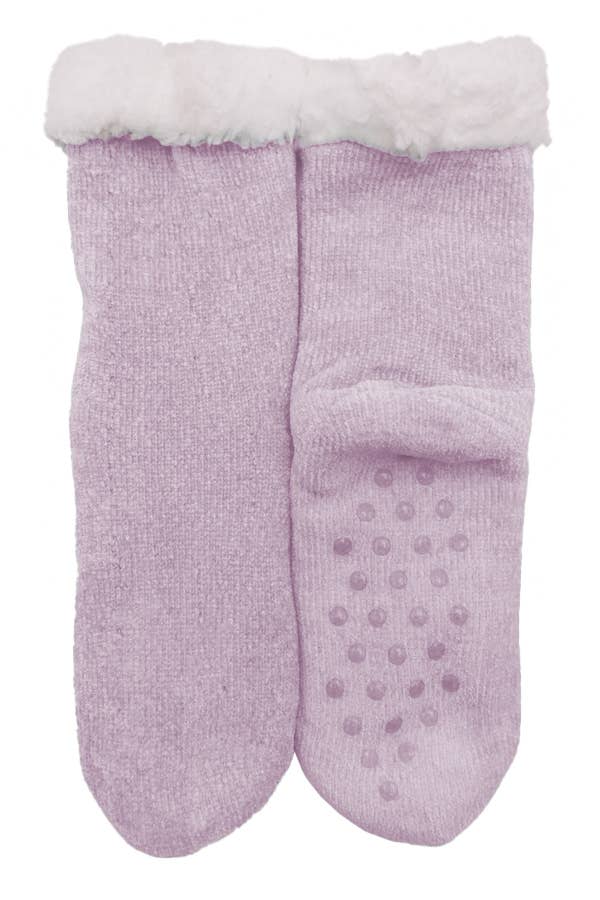 Plain Velvet Sherpa Fur Lined Mid-Crew Fuzzy Fleece Socks