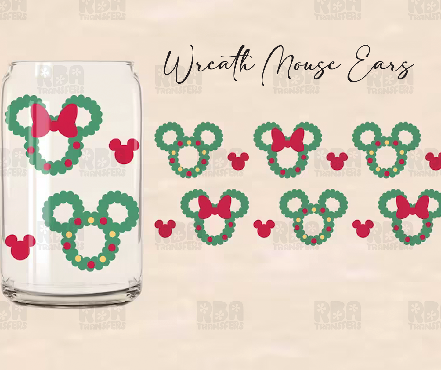 Wreath Mouse Ears Wrap UV DTF Sticker