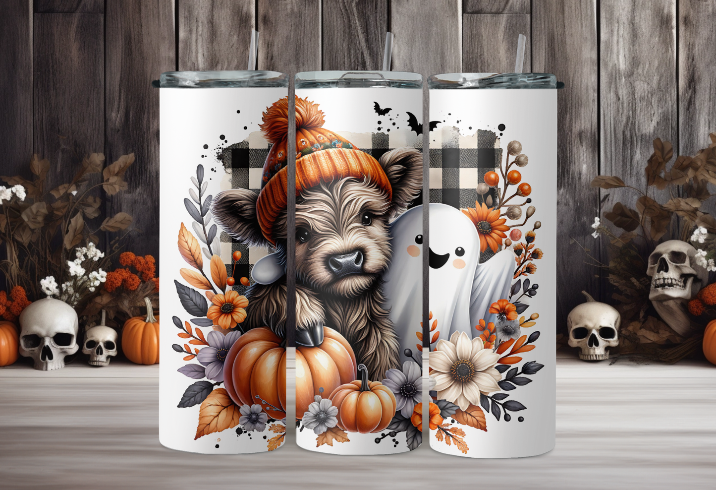 Fall Cow and Ghost Tumbler