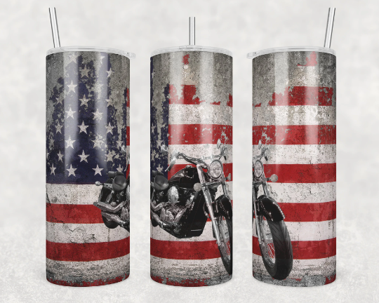 American Flag Motorcycle Tumbler