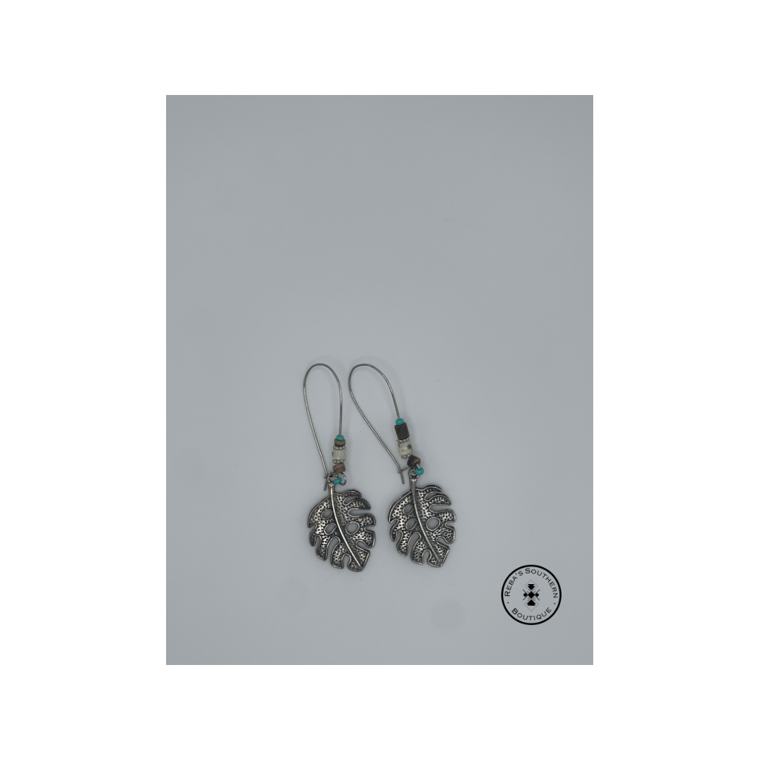 (Discounted) Silver western leaf earrings