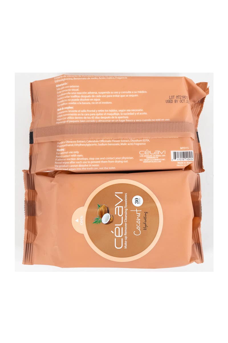 Celavi MT015 Coconut Makeup Cleansing Towelette - 6pc