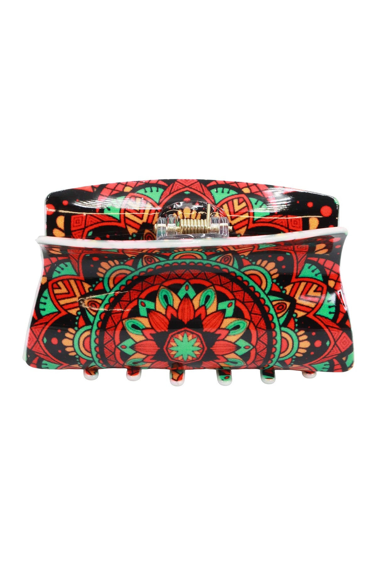 Boho Mandala Glossy Rectangular Hair Claw