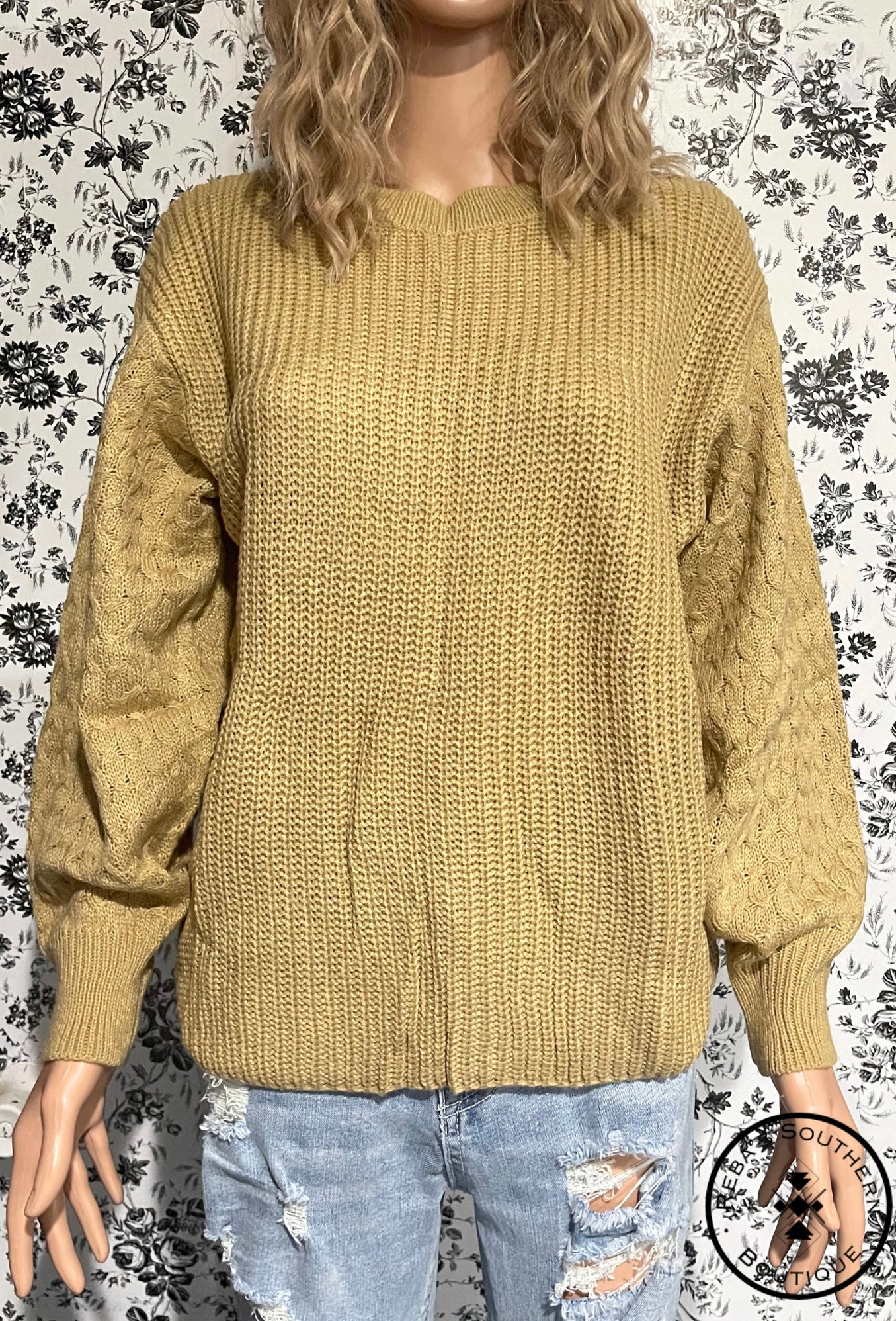 KAHKI Fisherman cable knit loose for causal sweater