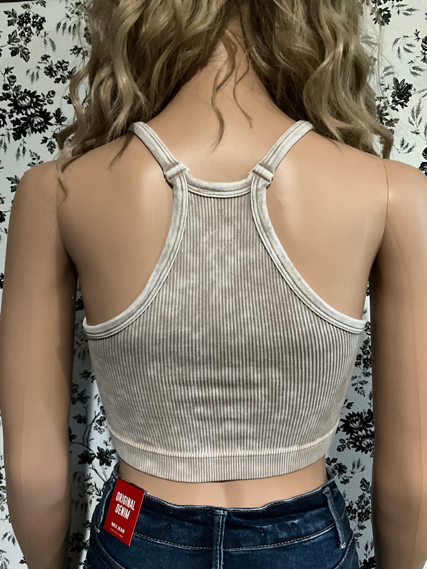 Mocha premium washed seamless halter top