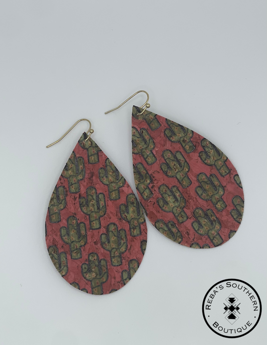 Felt Cactus teardrop fishhook earrings