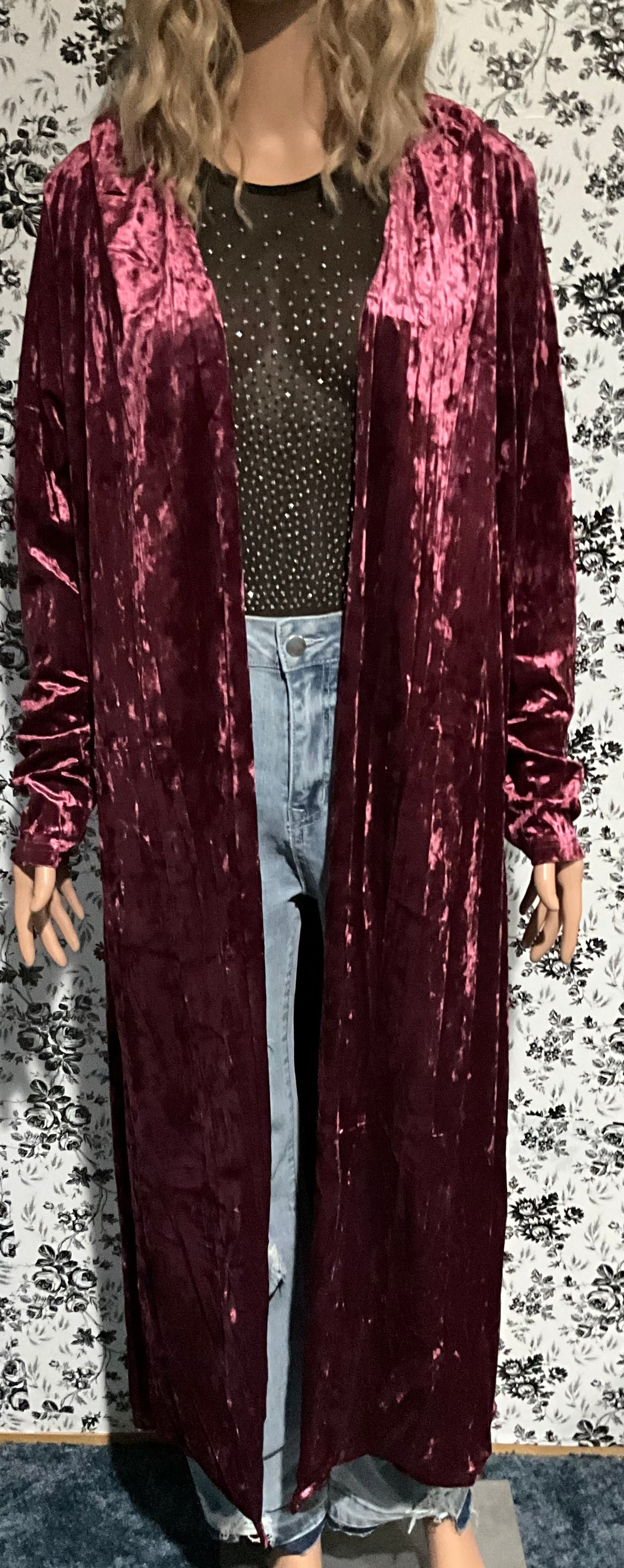 Maroon velvet robe