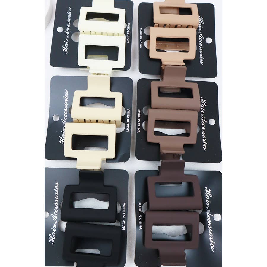 Neutral Tone Matte Color Rectangle Medium Hair Clip