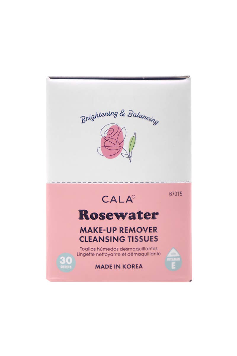 CALA 67015 Rose Water 30 Sheets Makeup Remover Tissue - 6pk