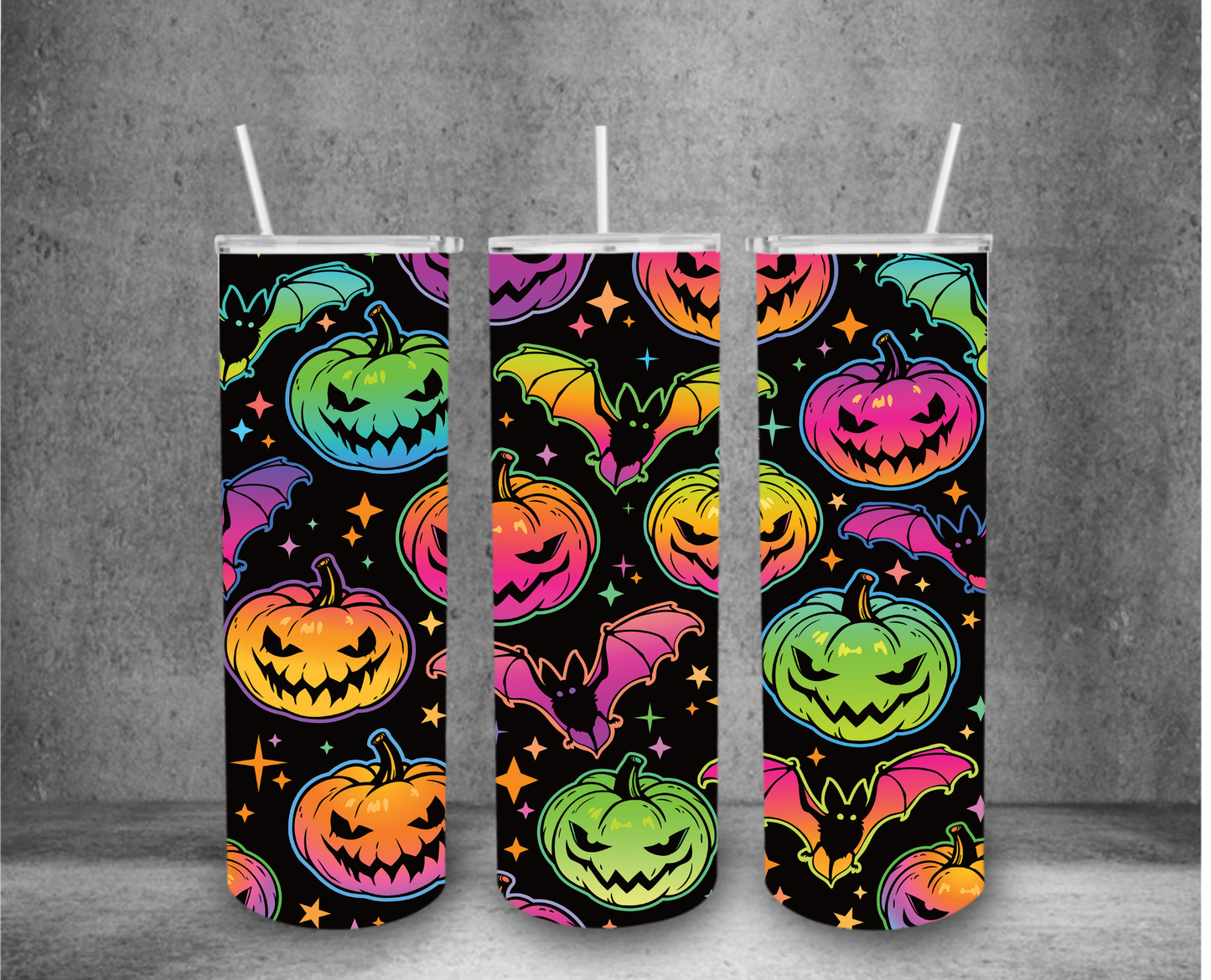 Rainbow Bats & Pumpkins Tumbler