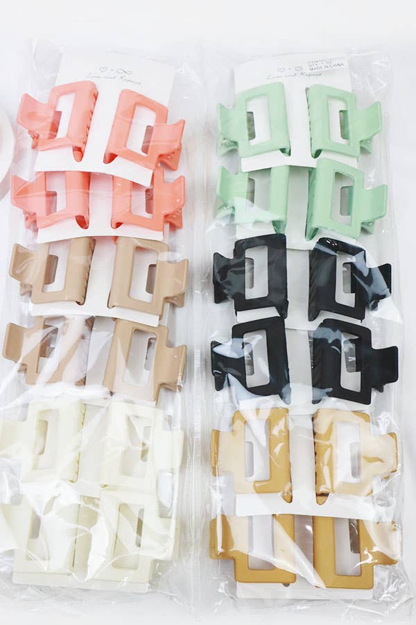 24-Pcs Small Matt Cut Out Rectangle Hair Claw