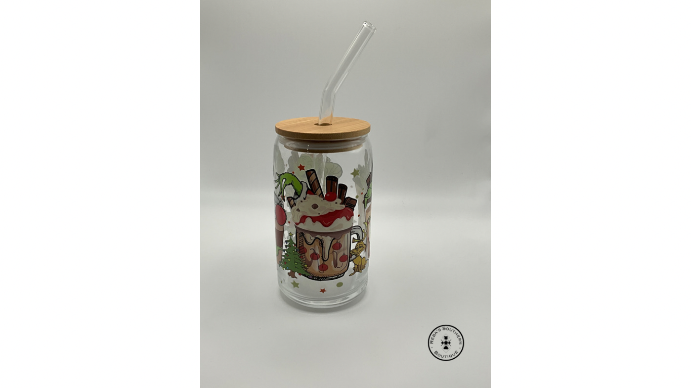 Grinch Christmas coffee uvdtf glass cup