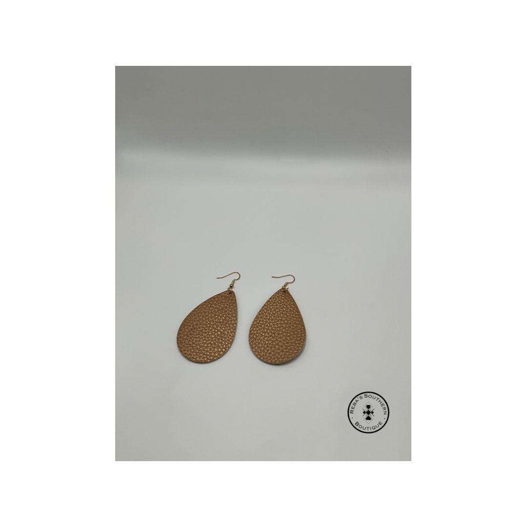 Tan leather teardrop earrings