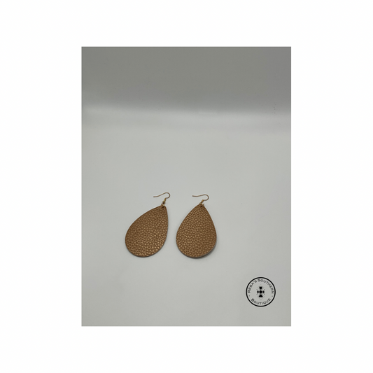 Tan leather teardrop earrings