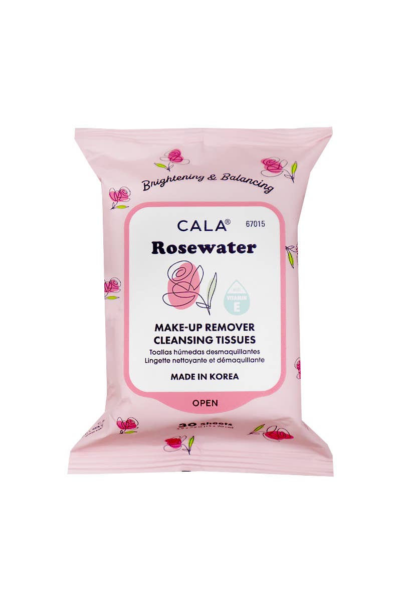 CALA 67015 Rose Water 30 Sheets Makeup Remover Tissue - 6pk