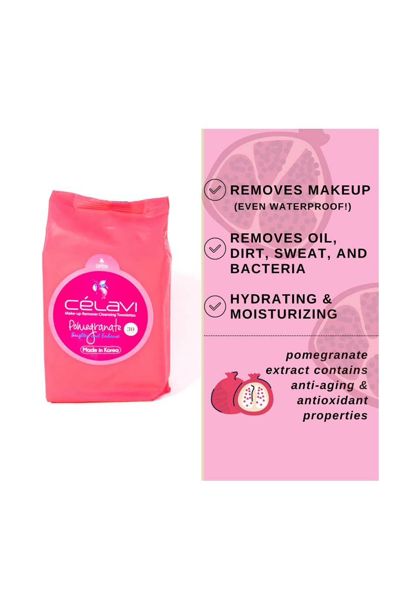 Celavi MT005 Pomegranate Makeup Cleansing Towelette - 6pc