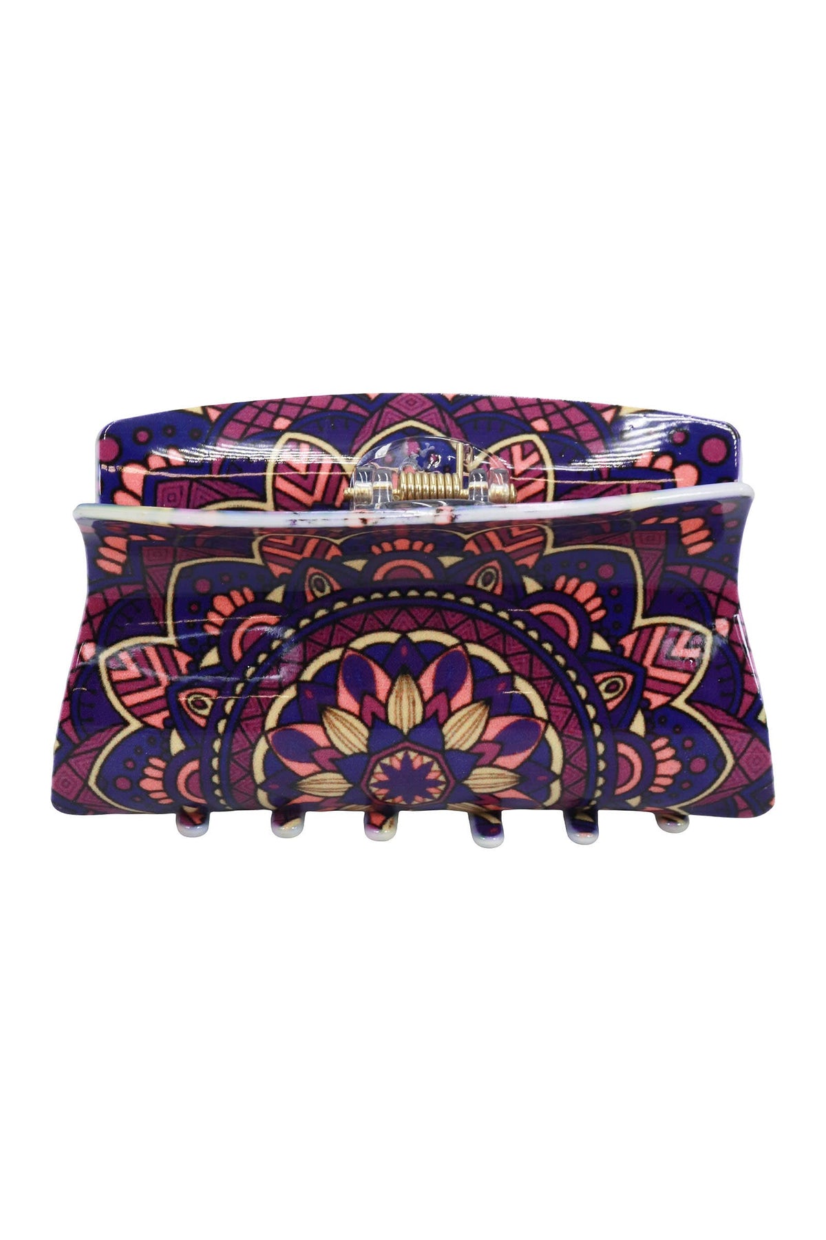 Boho Mandala Glossy Rectangular Hair Claw