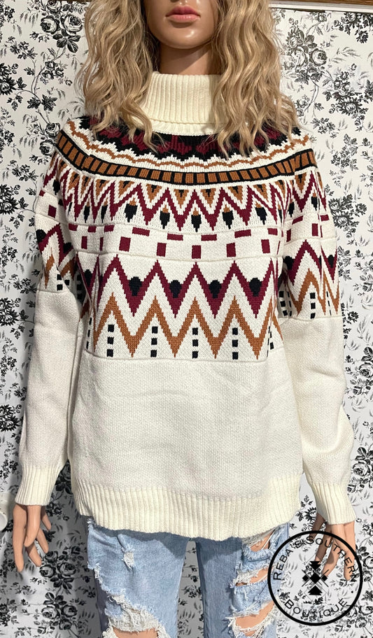 Vintage bohemian turtle neck sweater