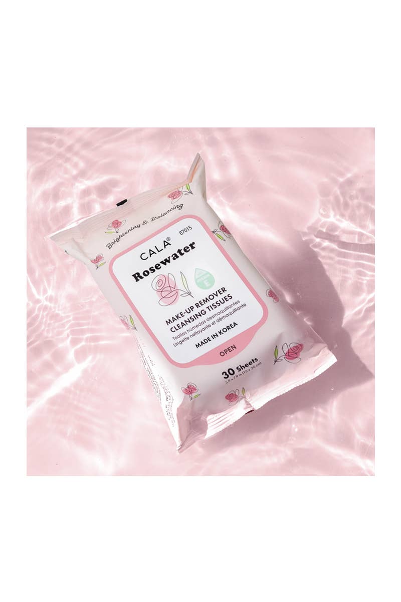 CALA 67015 Rose Water 30 Sheets Makeup Remover Tissue - 6pk