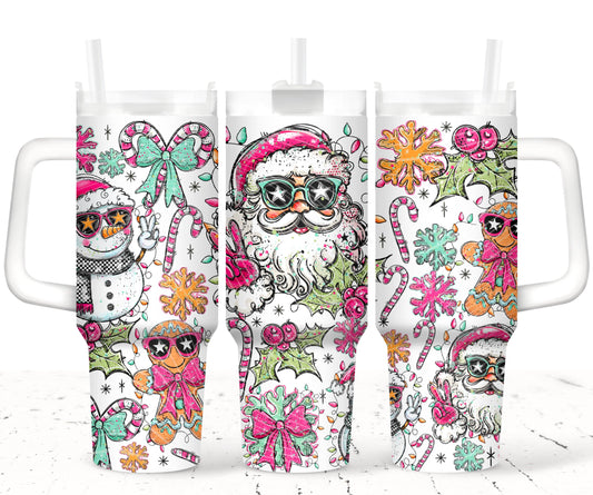 Snow Man Santa UV DTF 40oz Tumbler Transfer | Trendy Christmas Tumbler Wrap | Ready to Transfer | High Quality | Waterproof UV Transfer