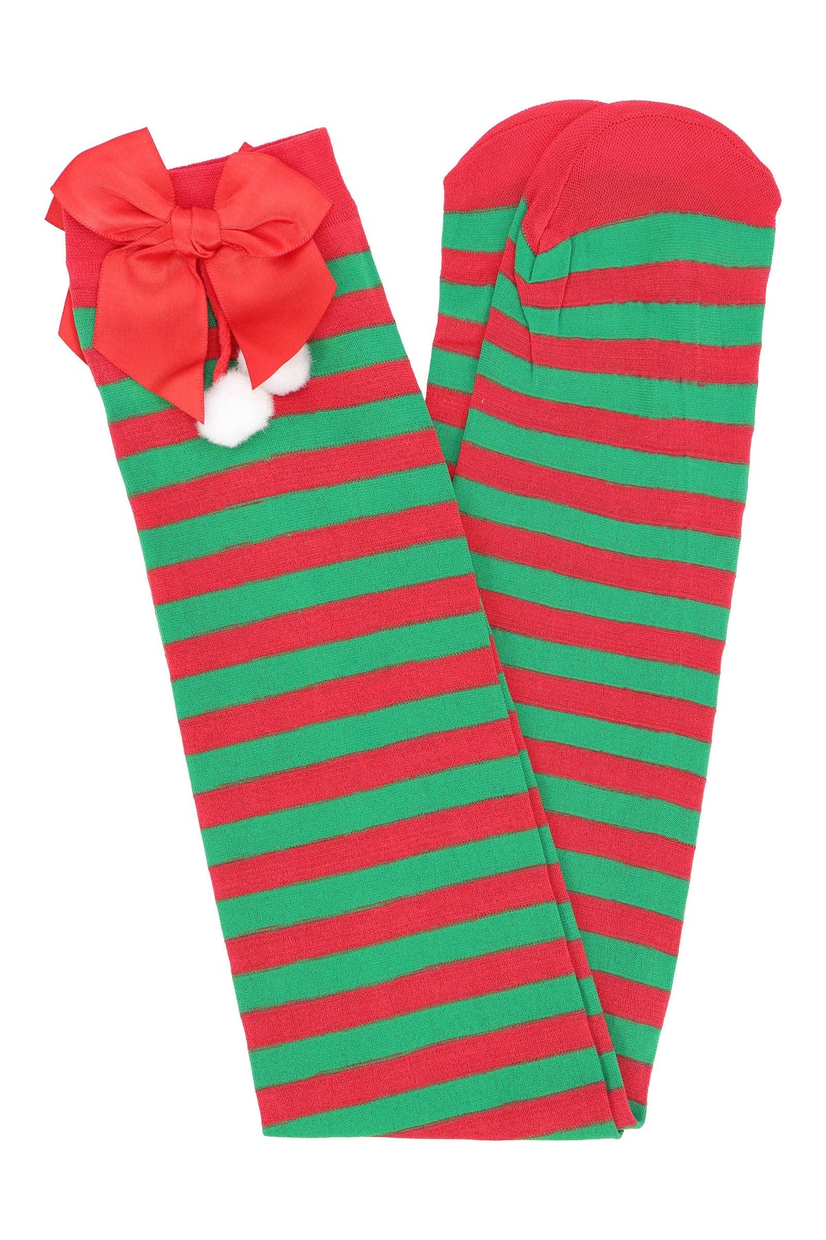 Christmas Santa Girl Stripe OTK Sock Tights