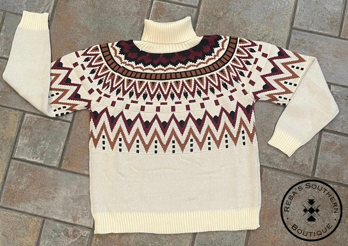 Vintage bohemian turtle neck sweater