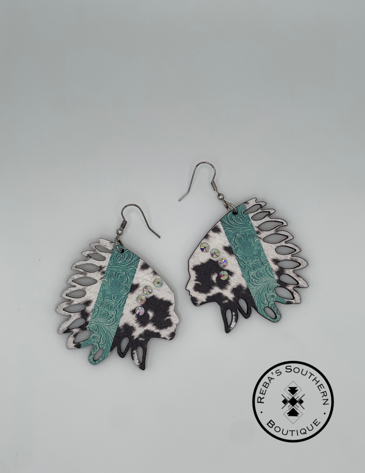 Wood Indian bead fishhook earrings