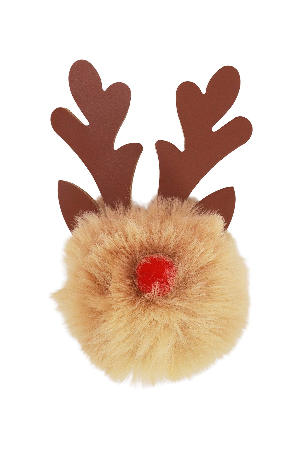 Christmas Reindeer Nose Fuzzy Pom Pom Key Chain