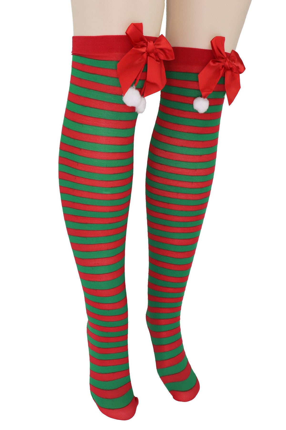 Christmas Santa Girl Stripe OTK Sock Tights