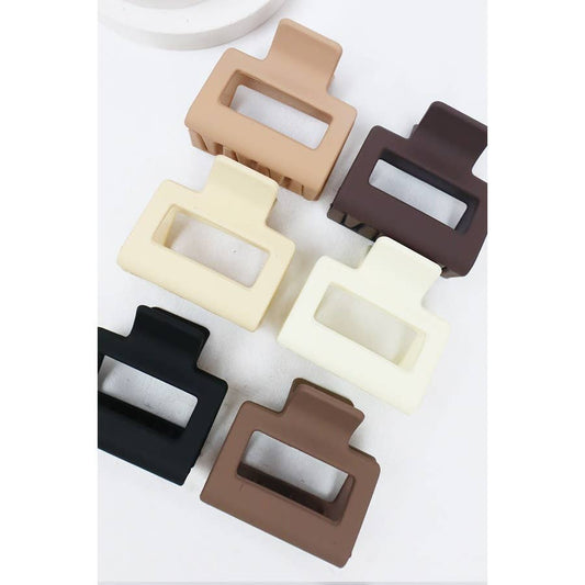 Neutral Tone Matte Color Rectangle Medium Hair Clip