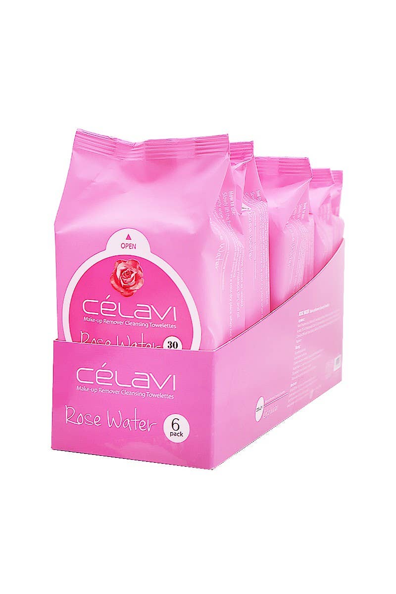 Celavi MT021 Rose Water Makeup Cleansing Towelette - 6pc