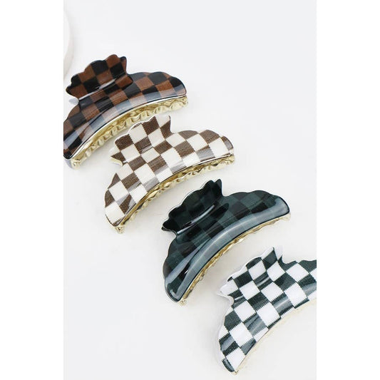 Checker Printed Hair Clip