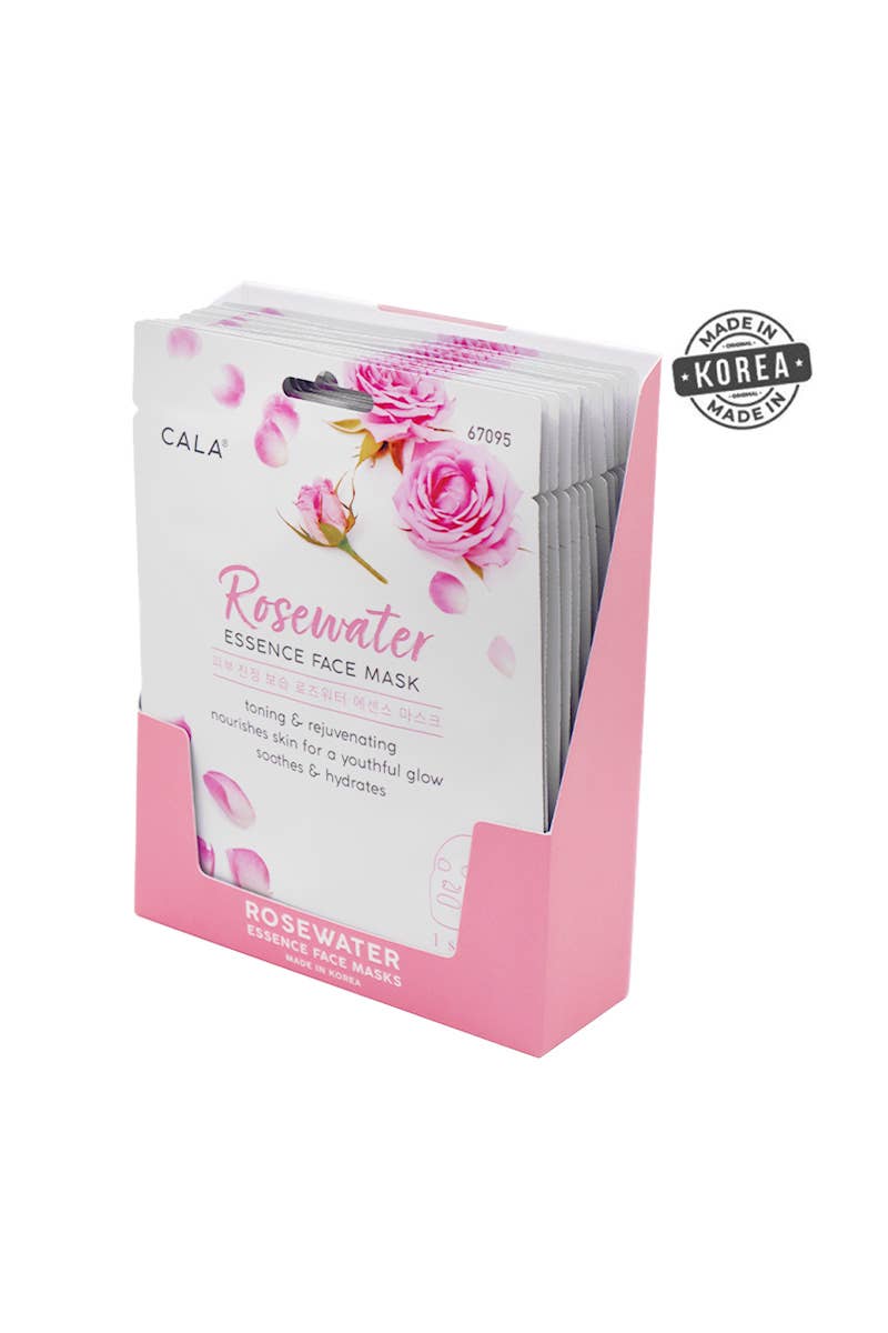CALA 67095 Rosewater Hydrating Facial Mask Sheet - 12pcs