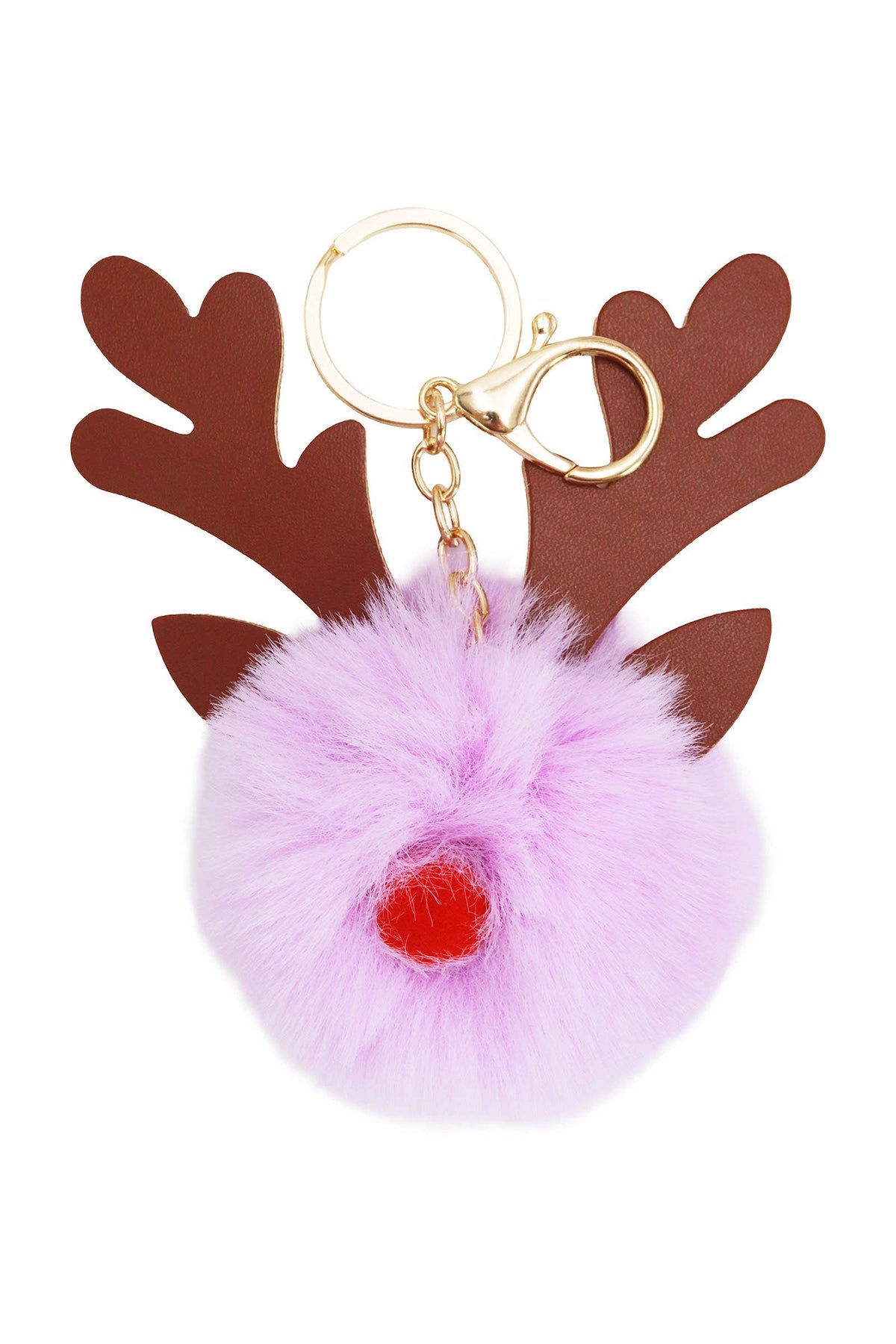 Christmas Reindeer Nose Fuzzy Pom Pom Key Chain