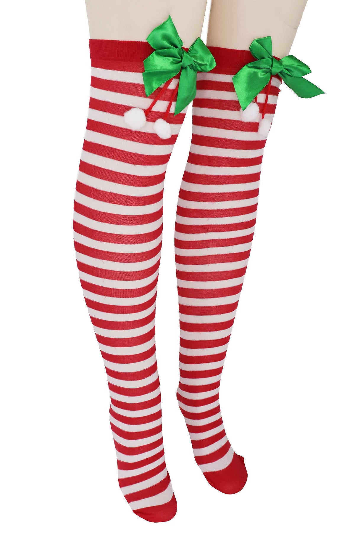 Christmas Santa Girl Stripe OTK Sock Tights
