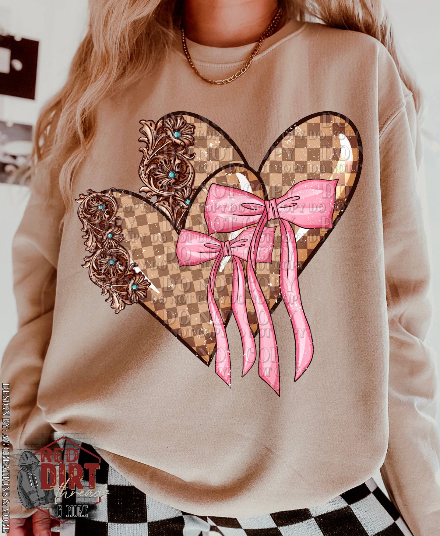 Heart Checkered DTF Transfer | Trendy Boho DTF Transfer | Ready to Press | High Quality DTF Transfers | Fast Shipping