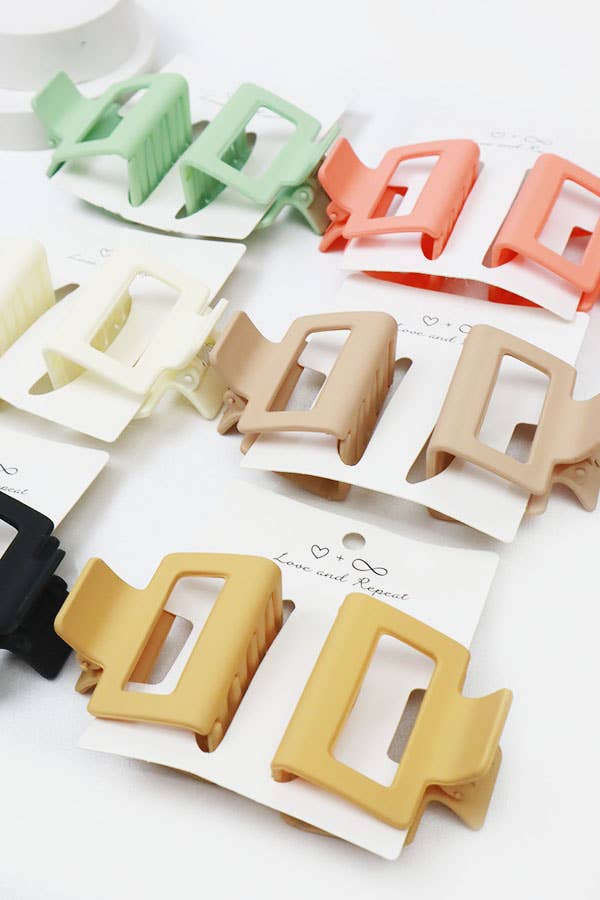 24-Pcs Small Matt Cut Out Rectangle Hair Claw