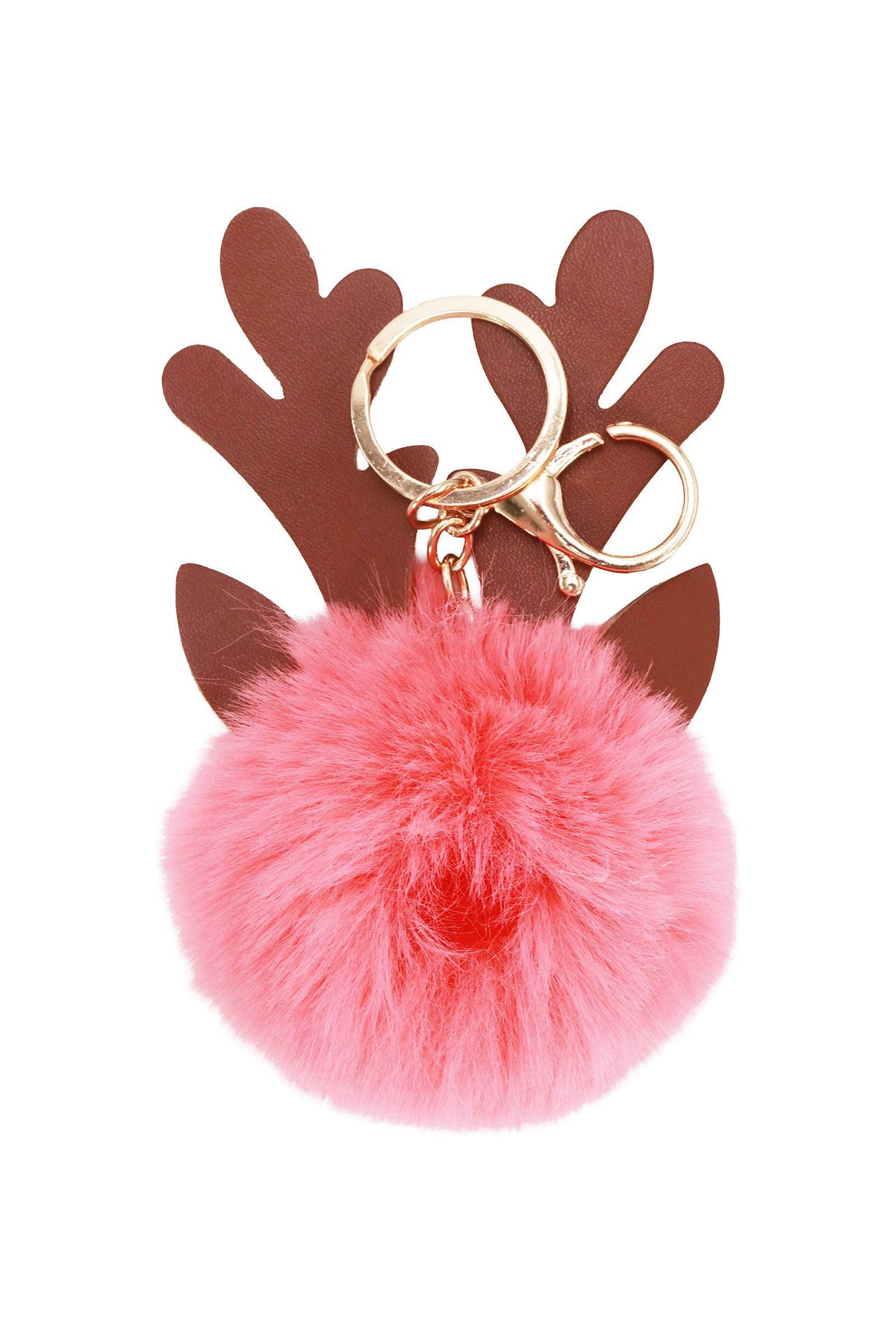 Christmas Reindeer Nose Fuzzy Pom Pom Key Chain