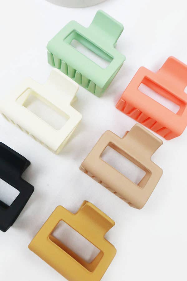 24-Pcs Small Matt Cut Out Rectangle Hair Claw
